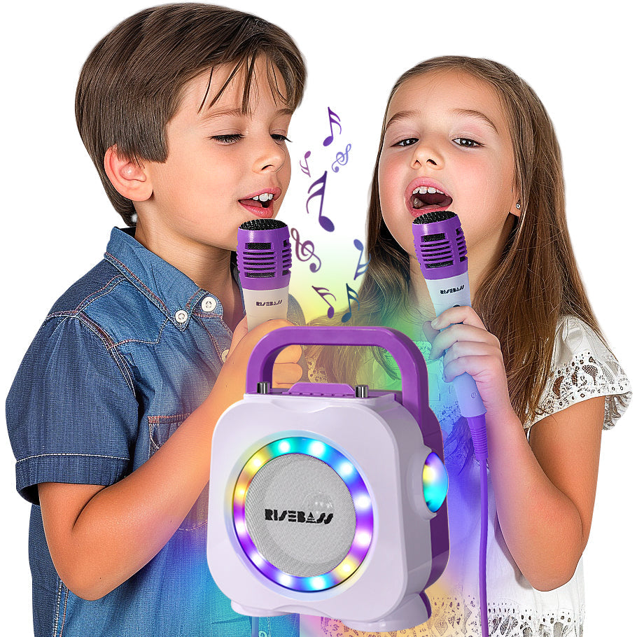 Purple Kids Bluetooth Karaoke Machine with 2 Microphone